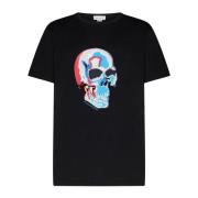 Skull Print Bomuld T-shirt