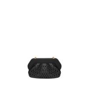 Sort Straw Clutch Taske