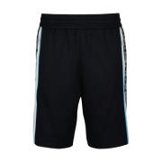 Blå Jersey Bermuda Shorts med Striber på Siderne