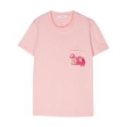 Pink Logo Embellished Crew Neck T-shirt