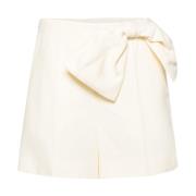 Hvide Linned Oversize Bue Shorts