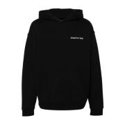 Sort Broderet Logo Hættetrøje Sweater