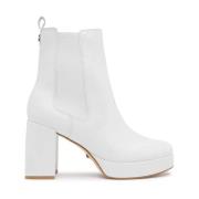 Platformstøvler - Hvidt læder