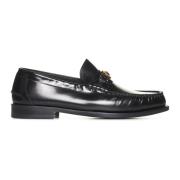 Sort Læder Loafers Slip-On Stil