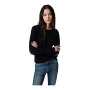 Sort Cashmere Stjernepatch Sweater