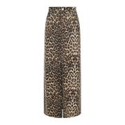 Leopard Print High Waist Denim Nederdel