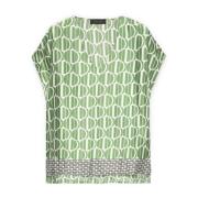 Geometrisk Print Satinbluse