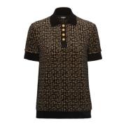 Monogrammeret fløjl jacquard polo shirt