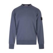 Blå Crew-Neck Sweatshirt Bomuld