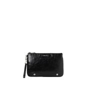 Sort Syntetisk Clutch Taske