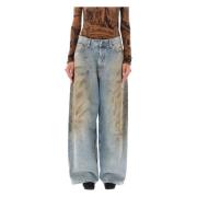 Vintage Distressed Wide-Leg Jeans