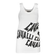 Hvid Bomuld Tank Top med Print