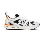 Orange Mesh Panel Sneakers