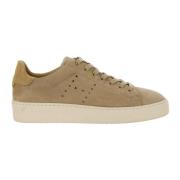 Beige Nubuk Sneakers med perforeret side