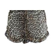 Leopard Print Snørelukning Ruffle Hem