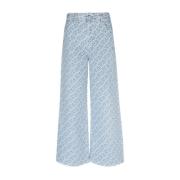 Jacquard Wide Leg Jeans