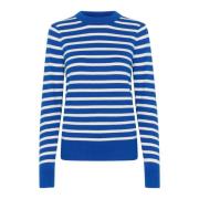 Stribet Pullover Sweater Surf Blue