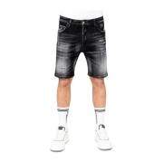 Sort Slidt Denim Shorts