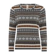 Jaquard Pullover Bluse Grå/Sirup