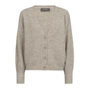 V-Neck Strik Cardigan Fjer Grå