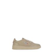 Beige Læder Sneakers med Logo Detaljer