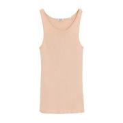 Ribbet Bomuld Pink Tank Top