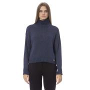 Blå vulkanhals sweater