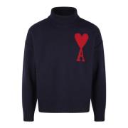 Rød Hjerte Intarsia Uld Sweater