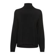 Sort Strik Rollneck Pullover Sweater