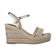 Rhinestone Wedge Sandal med Fletdetalje