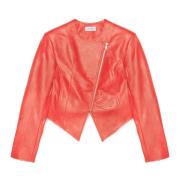 Faux Leather Slim-Fit Blouson Jacket