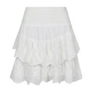 Broderet Ruffle Nederdel Off White