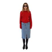 Asymmetrisk Denim Midi Nederdel