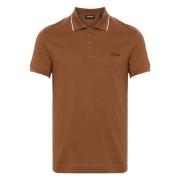 Brun Strikket Poloshirt med Detaljer