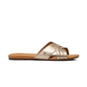 Guld Metallic Slide Sandaler