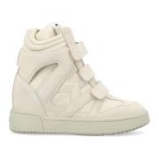 Hvide High Top Sneakers med Skjult Kilehæl