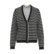 Elegant Sort Stribet Cardigan AW24