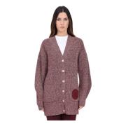 Bordeaux Cardigan med Gyldne Knapper