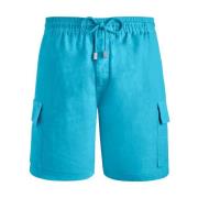 Solide Linned Cargo Bermuda Shorts