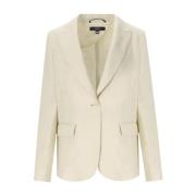 Sand Linnedobbeltbrystet Blazer