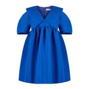 Blå Taffeta Babydoll Kjole