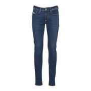 Lavtaljede skinny stretch jeans - Blå