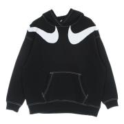 Sort Fleece Hoodie med Swoosh Logo