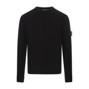 Sort Crew-Neck Uld Sweater