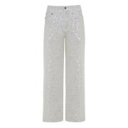 Pailletapplikation Hvide Jeans