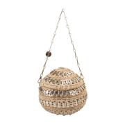 Kugle Skulder Taske Brun Raffia Metal