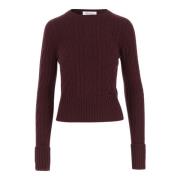 Bordeaux Uld Cashmere Kabelstrik Sweater