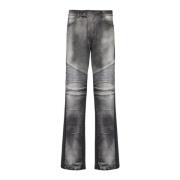 Løstsiddende denim biker jeans