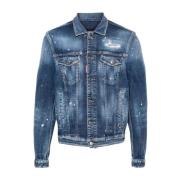 Denim Distressed Paint Splatter Jacket