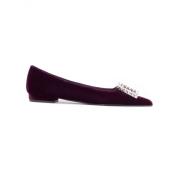 Burgundy Velvet Ballerina Crystal Sko